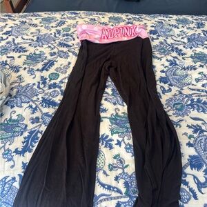 ADPI inspired VS PINK Black Yoga Pants with Pink Waistband pokadots